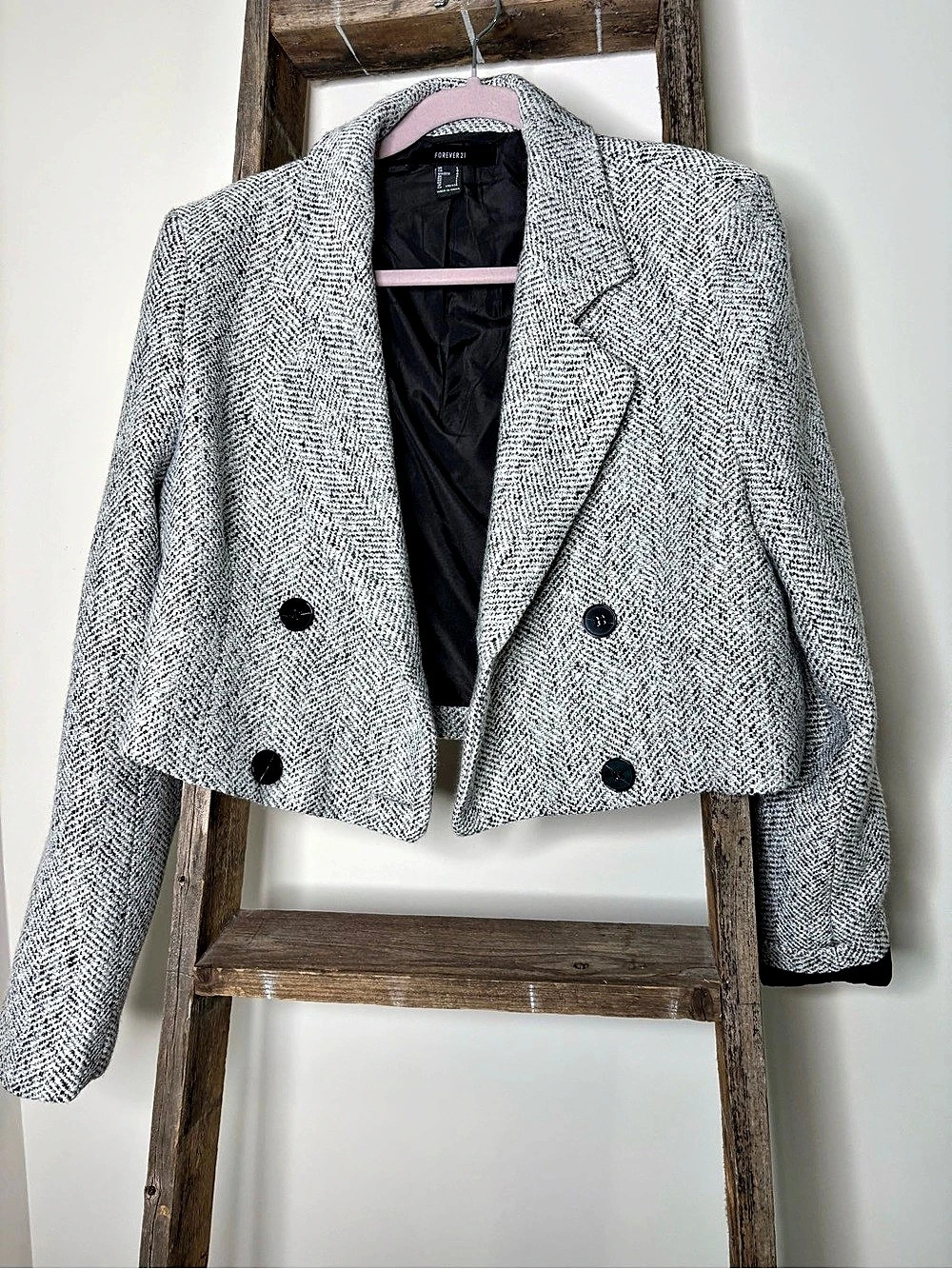 Forever 21 Tweed Blazer in Gray & Black Size large NWOT